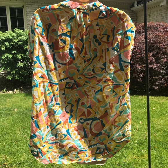 Anthropologie Blouse with Danielle Kroll artwork print EUC Size s - Picture 2 of 8